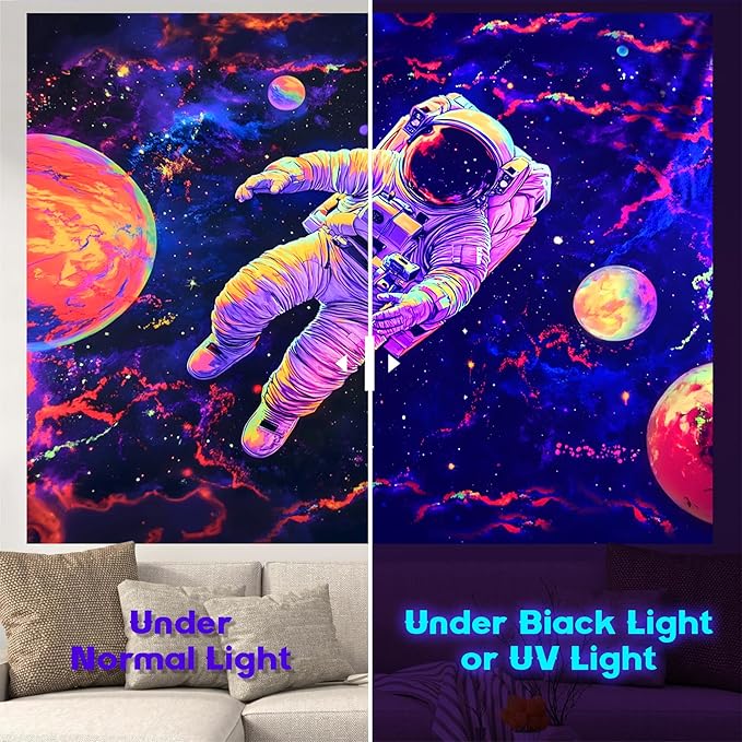 NYZE Astronaut Space Tapestry for Bedroom, Glow in the Dark Room Decor Wall Tapestries, Cool Galaxy Planet Wall Hanging, Wall Hanging for Men Guys Gamer Room Dorm Living Room 79in×59in