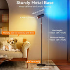 Spotlight Floor Lamp, Tall LED Standing Lamp with Remote/Touch Control, 2700K-6500K, 350°Rotating Head Standing Lamp, Reading Floor Lamp for Living Room, Bedroom, Office & Wall Art, Black RGB