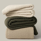 EVERGRACEHOME Chunky Chenille Knit Throw Blanket for Couch, Soft Luxurious Oversized Queen Moss Stitch Blanket for Bed, Large Cozy Farmhouse Knitted Throw for Sofa, Beige, 90" x 90"