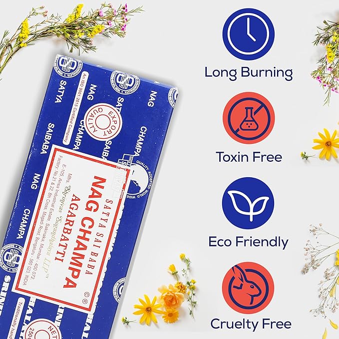 Satya Sai Baba Nagchampa Incense Sticks 250 gm Pack with Raajsee Insence Stick Holder, Inscent Sticks NagChampa Agarbatti, Natural & Chemical Free