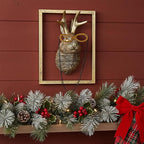 Animal Heads Wall Decor (Includes Metal Frame) Resin Animals Sculptures Head Wall Hanging Decoration Gold vintage Wall Sculpture for Living Room Bedroom Office(Jackalope)