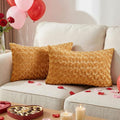 FUTEI Brown Decorative Throw Pillow Covers 12x20 Inch Set of 2,Soft Solid Rose Swirl Textured Lumbar Pillow Case,Valentine's Day Decor for Couch Living Room