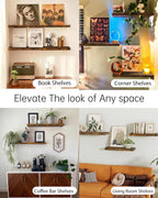 Rustic Wood Floating Shelves Set of 2 – 22.5" Wall Mounted Storage & Decor