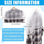 Patelai 8 Pieces Shoulder Covers for Hanging Clothes 24 x 12 x 2 Inches Plastic Garment Dust Covers Protectors with 2" Gusset for Closet Storage Suit, Coats, Jackets, Dress Closet Storage
