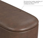 HomePop Ellipse Modern Storage Bench with Metal Legs |Homepop Home Décor|Bench with Storage for Living Room & Bedroom - Brown Faux Leather