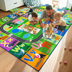 HOMORE Kids Rug, 7x10 ABC Rugs for Playroom Educational Rug for Childerns, Kids Area Rugs for Learning Alphabet, Numbers, Colors, Season and Animal Words, Large Carpet for School Classroom,Green