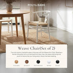 Poly & BARK Weave Dining Chairs – Mid-Century Modern Wishbone Dining Chairs with Arms, Solid Wood Frame, Indoor Use – White – Set of 2 - Ideal for Dining Room, Kitchen or Stylish Accent Setting
