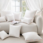 LEBO 24 x 24 Outdoor Waterproof Pillow Inserts - TPU Coated, Soft Fluffy Down Alternative Decorative Pillows for Patio Couch Sofa - White, Pack of 2