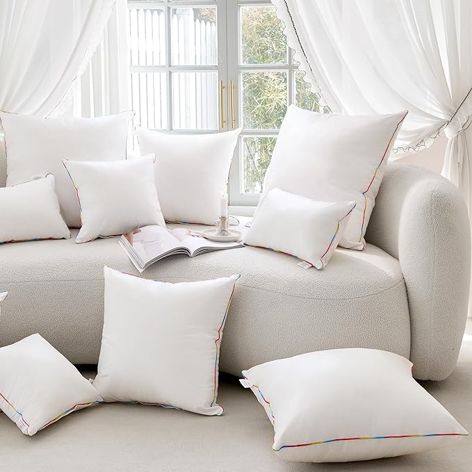 LEBO 22 x 22 Outdoor Waterproof Pillow Inserts - TPU Coated, Soft Fluffy Down Alternative Decorative Pillows for Patio Couch Sofa - White, Pack of 2