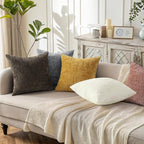 decorUhome Spring Pink Chenille Throw Pillow Covers 16x16 Set of 2 Textured Soft Cozy Slubby Couch Pillow Covers Modern Farmhouse Boho Decorative Pillow Cases for Bed Sofa Living Room Valentines