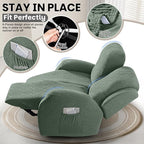 VANSOFY Recliner Loveseat Cover, 6-Pieces Stretch Dual Recliner Sofa Cover Soft Jacquard Reclining Couch Slipcover Furniture Protector with Elastic Bottom for Kid, Pets(2 Seat,Bean Green)
