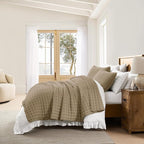WDCOZY King Size Quilt Bedding Sets with 2 Pillow Shams, Lightweight Soft Bedspread Coverlet, Quilted Blanket Thin Comforter Bed Cover for All Season, 3 Pieces, 104x90 inches, Taupe