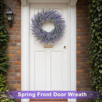 22 Inch Summer Spring Wreaths for Front Door Romance Lavender Wreath, Elegant Artificial Front Door Wreath for All Season Spring Decorations for Home Wall Entryway Farmhouse Porch Room Decor
