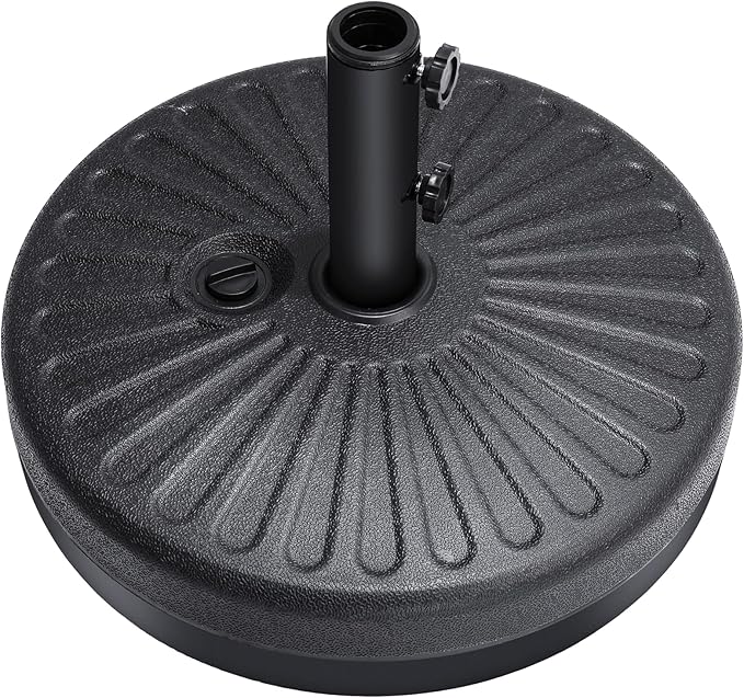 HOMSHADE 80lbs Patio Umbrella Stand, H12 Heavy Duty Base for Outdoor Market Umbrella, Fillable Weights with High-Density HDPE Material for Outside Patio(Black,Round)