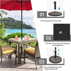 Tangkula 27 lbs Round Resin Patio Umbrella Base, Heavy-Duty Outdoor Umbrella Stand W/Adjustable Knob, All-Weather Resistance, Rattan Design, Suitable for Poolside, Yard, Street, Easy Assembly