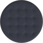 Homepop Home Decor | Button Tufted Velvet Round Storage Ottoman | Ottoman with Storage for Living Room & Bedroom, Steel Blue Velvet