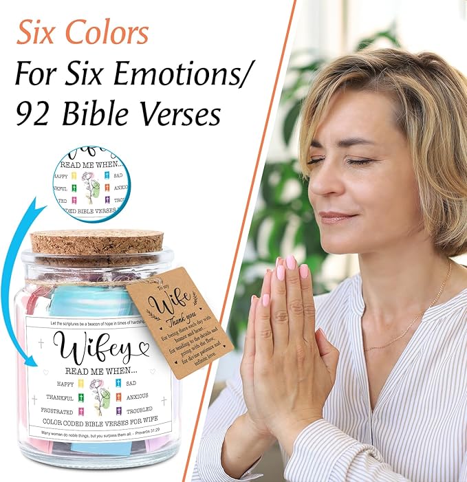 NewEleven Valentines Day Gift For Wife From Husband - Soulmate, Girlfriend, Fiance Gift for Anniversary, Birthday - Inspirational Gifts, Christian Present For Wife From Husband - Bible Verse Jar