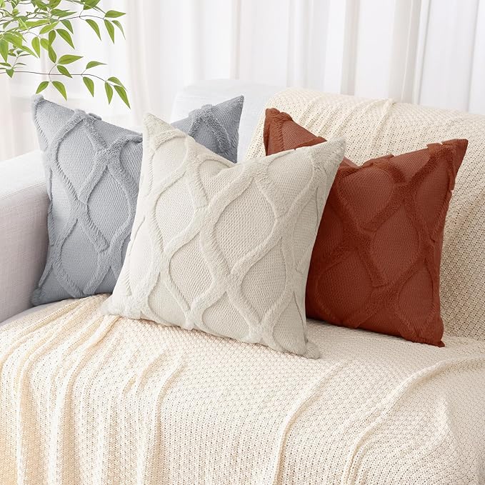 decorUhome Spring Throw Pillow Covers 12x20 Inch Set of 2, Soft Plush Faux Fur Wool Lumbar Grey Couch Pillow Covers, Decorative Neutral Pillow Cases for Bed Sofa Living Room Home Decor