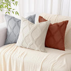 decorUhome Spring Throw Pillow Covers 18x18 Inch Set of 2, Soft Plush Faux Fur Wool Grey Couch Pillow Covers, Decorative Neutral Pillow Cases for Bed Sofa Living Room Home Decor