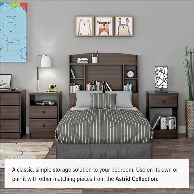 Prepac Astrid 6 Drawer Double Dresser for Bedroom, Wide Chest of Drawers, Bedroom Furniture, Clothes Storage and Organizer, 15.5" D x 47.5" W x 26.85" H, Espresso