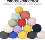 Nahunta Knitted Round Pouf - Cotton - Coral
