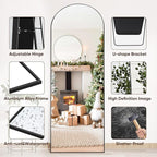 Suidia Arched Full Length Mirror, 58"x18" Floor Mirror Freestanding, Floor Standing Full Body Mirror with Stand for Bedroom, Hanging Leaning Mounted for Living Room Cloakroom, Black