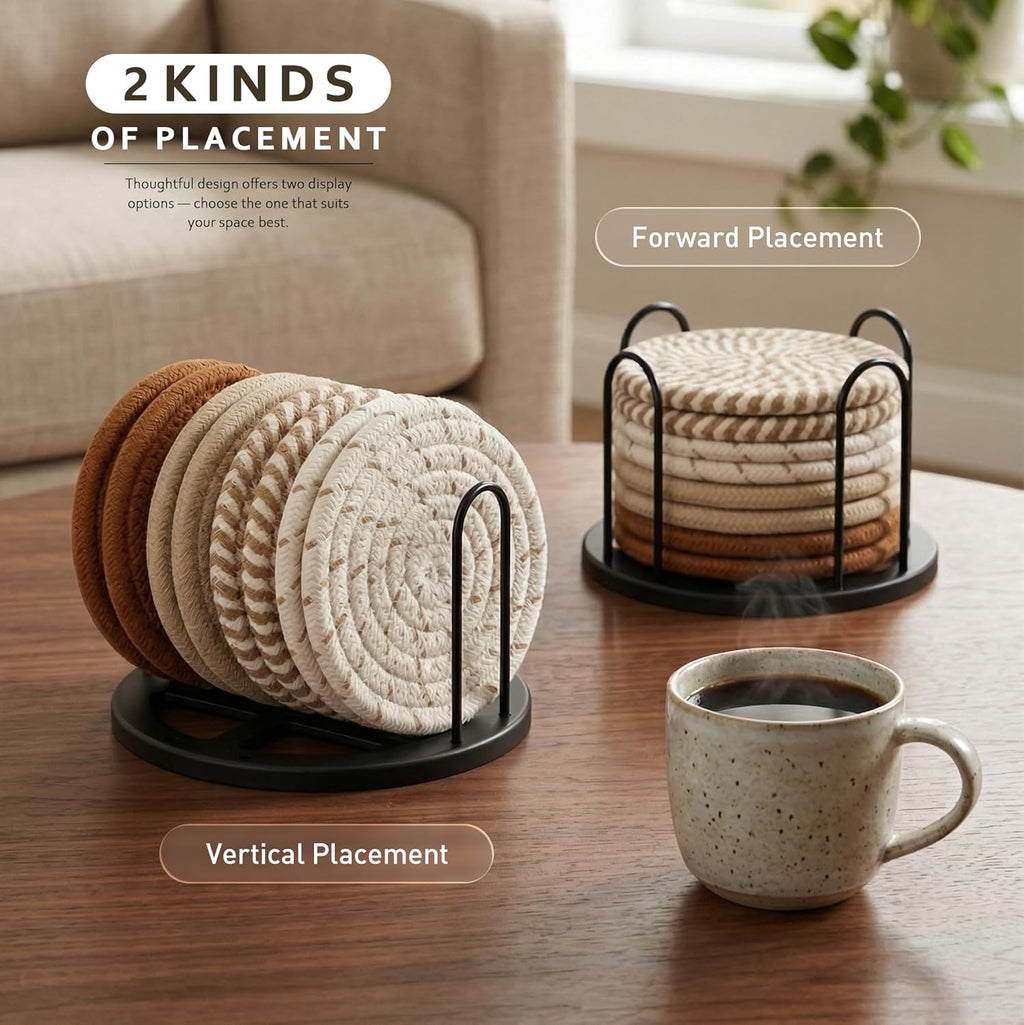 Drink Coasters Set of 8 – Non-Slip 4" Coasters for Coffee Table & Home