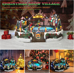 Christmas Village House Christmas Collectible Buildings Decor Estatua de la cabaña del Pueblo navideño Home Decoration Snow Globe Display Skating Pond AnimatedChristmas Theme Park with 8 Music X-Large