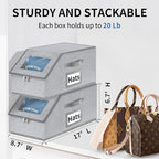 Aokeyee Hat Organizer for Baseball Caps - 2PCS Stackable Storage with Clear Window Lid, Flip-Top Access, Space-Saving Hat Box for Closet, Breathable Fabric (Grey)