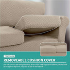 YEMYHOM Latest Checkered 3 Pieces Couch Covers for 2 Cushion Couch High Stretch Sofa Cover with 2 Extra Large Seat Cushion Covers Anti Slip Elastic Slipcovers (Khaki), 71"-91"(2 Cushions)