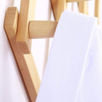 Dseap Accordian Wall Hanger: 16” High Wooden Wall Expandable Coat Rack, Hat Rack Holder, Accordion Hook for Baseball Caps, Coats, Mugs, 13 Peg Hooks, Natural