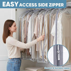 BALEINE 60'' Clear Garment Bags for Hanging Clothes, 10.5'' Wide PEVA Suit Bag for Closet Clothes Dresses Coat (Clear, 6PK)