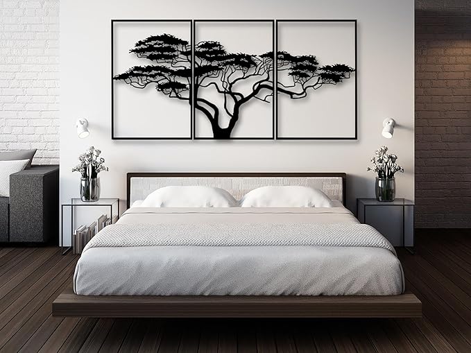 AILLA Tree of Life Wall Art Decor Set of 3 Wall Hanging Sculpture Modern Wall Home Decoration 3D Textured Sculptures for Living Room Bedroom Office Dinnig Room 3 Panels Family Tree Wall Hangings