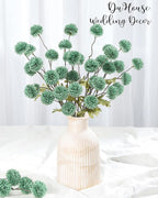 DuHouse 6pcs Artificial Flowers Faux Silk Pompon Mum,Silk Small Mini Chrysanthemum Ball with Stems for DIY Bouquets Centerpieces Vase Home Table Kitchen Decorations(Sage Green)