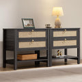 SICOTAS Nightstands Set of 2 for Bedroom, Bedside Tables with Drawer & Open Shelf, Modern Boho Nightstand Set for Master Bedroom