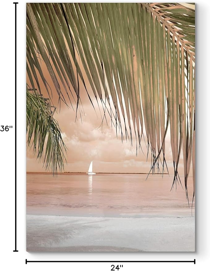 Renditions Gallery Canvas Nature Wall Art Home Paintings & Prints Perfect Palm Tree Curtain Modern Glam Wall Hanging Decorations Artwork for Bedroom Dining Office Kitchen - 24"x36" LT06