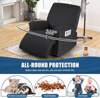 TAOCOCO Oversized Recliner Chair Covers 4-Pieces, Stretch Recliner Cover for Large Recliner Washable Reclining Chair Cover Polyester Soft Fabric Furniture Protector (Oversized Recliner, Black)
