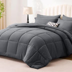 Love's cabin Twin XL Comforter Set Soot Grey, 5 Pieces Twin XL Bed in a Bag, All Season Bedding Sets with 1 Comforter, 1 Flat Sheet, 1 Fitted Sheet, 1 Pillowcase and 1 Pillow Sham