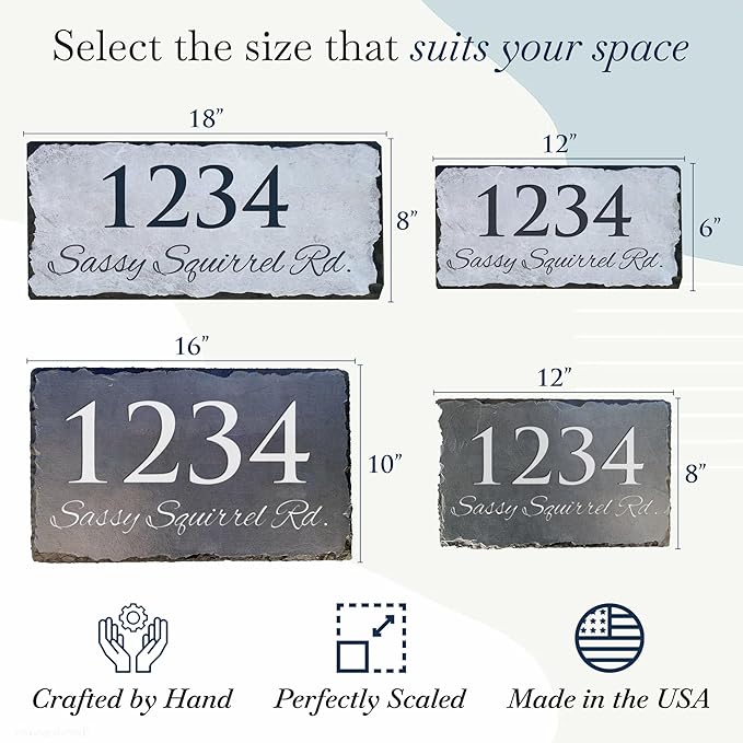 Ink Personalized Slate Stone Address Plaque - Address Signs for Houses - Customized House Sign - Outdoor House Number - Wall Decor Home Address Numbers - Garden Decor Signs (18"x8")