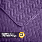 Maple&Stone Quilt Set Twin Size, Purple Lightweight Bedspread Ultrasonic Chevron Pattern Light Coverlet for All Season Comforter Bedding Decor - 2 Piece Twin Bed Cover Sets