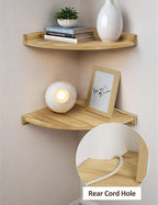 Corner Shelves Wall Mount, Farmhouse Rustic Corner Floating Shelf with Cord Hole, Wooden Storage Organizer Corner Wall Shelves for Kitchen Bathroom Living Room Bedroom Laundry, 12x12 Inch