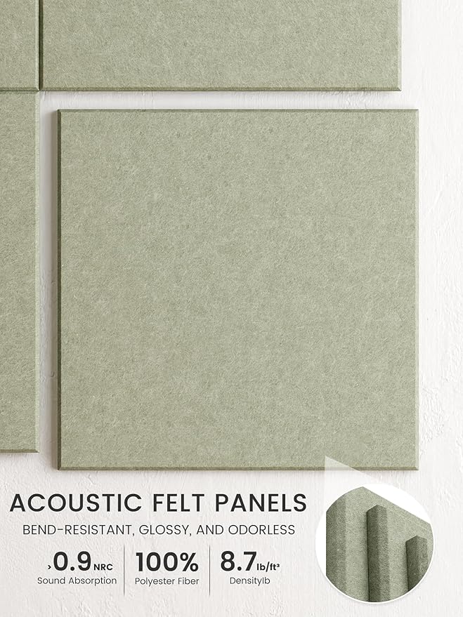 Bumusty Large Cork Board 36" x 24" Alternative - 6 Pack Felt Wall Tiles with 40 Safe Removable Adhesive Tabs, 30 Pushpins, Cork Boards for Walls Pin Board Bulletin Board Office Decor (Sage)