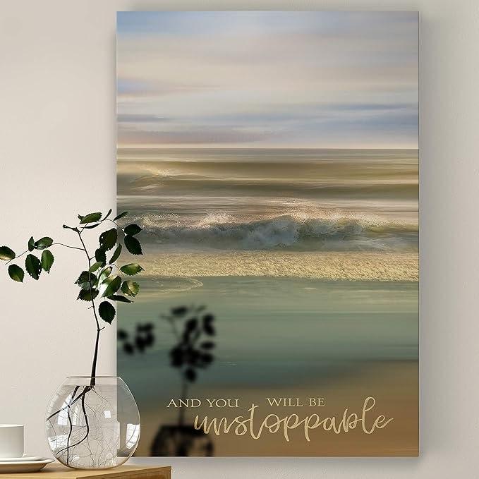 Renditions Gallery Canvas Nature Wall Art Modern Paintings & Prints Decor Glowing Ocean Beach Inspirational Romantic Wall Hanging Artwork for Bedroom Dining Office Kitchen - 24"x36" LT06