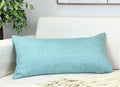 Aiking Home Woven Fine Faux Linen Throw Pillow Cover, Size 12"x24", Aqua