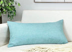 Aiking Home Woven Fine Faux Linen Throw Pillow Cover, Size 12"x24", Aqua
