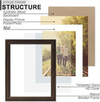 KTKDE 16x20 Picture Frame Real Glass,Poster frame Display Pictures 11x14 with Mat or 16x20 Without Mat, Modern Style Wood Composite Frame,Gallery Wall Frame Wooden Walnut best gift