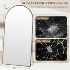 Suidia Arched Full Length Mirror, 90"x46" Floor Mirror Freestanding, Floor Standing Full Body Mirror with Stand for Bedroom, Hanging Leaning Mounted for Living Room Cloakroom, Black