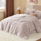 BEDELITE Fleece King Comforter Set -Super Soft & Warm Fluffy Lotus Pink Bedding, Luxury Fuzzy Heavy Bed Set for Winter with 2 Pillow Cases