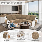 Reclining Sectional Couch Covers 100% Waterproof Velvet L Shape Recliner Couch Covers for Dogs Pets Washable Anti Slip Recliner Slipcovers with Pockets (5 Seat Sofa, Camel)
