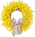 26 Inch Spring Wreaths for Front Door Large Forsythia Floral Summer Door Wreath Outdoor All Season Wild Wreath for Easter Valentines Home Living Room Porch Yard Window Farmhouse Decor (Yellow)